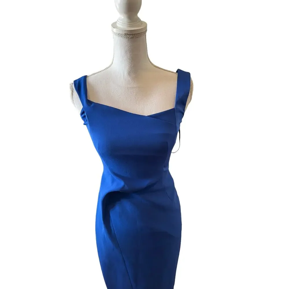 Karen Millen Asymmetric Strap Bodycon Dress Royal Blue 4